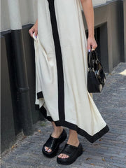 Patchwork Backless Halter V-Neck Elegant Summer Gown Ladies Slim Casual Dress