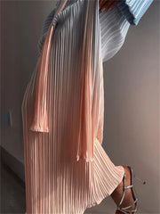 Gradient WomenLace Up New Fashion Sleeved Loose Pullover High Waist Party Casual Dress