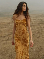 Retro Backless Suspender Floral Dress For Sleeveless Hip Warp Elegant Summer Female Long Casual Dress