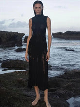 Knit Maxi Female Hollow Out Sleeveless Knitwear Elegant Pullover Casual Dress