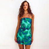 Flower Print Bodycon Spaghetti Strap Spring Summer Backless Party Mini Dress