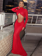 Hollow Out Mermaid Long Backless Nightclub Autumn Winter Maxi Dress