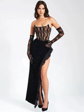 Lace Patchwork Elegant Long Summer High Split Backless Nightclub Midi Dress