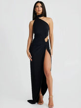 One Shoulder Long High Split Halter Backless Spring Summer Maxi Dress