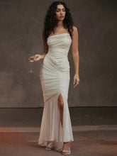 One Shoulder Pleated Slim Bodycon Backless Elegant Long Spring Summer Maxi Dress