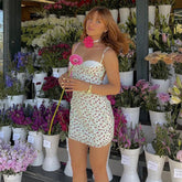 Polka Dot Print Bodycon Spaghetti Strap Summer Backless Nightclub Mini Dress