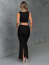 Party Spaghetti-strap Crop-top Slim-fit 2 Piece Dress