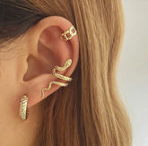 Vintage Snake Charm Round Ear Female Trend Cuffs Earring