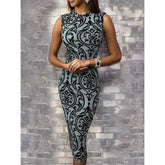 Vintage flower print bodycon midi dress sleeveless slim fit pencil summer dress Elegant party dresses vestidos verano 2019