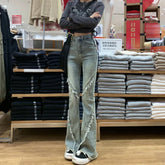 Vintage Micro Female Spring Fall New High-Waisted Horseshoe Flare Jeans