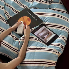 Vintage Navy Striped Bedding Set