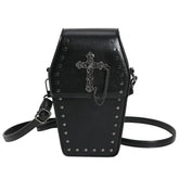 Gothic Coffin Zipper Strap Adjustable PU Leather Halloween Bag