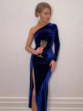 Velvet Bodycon Split Pencil Midi Christmas Party Dress