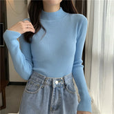 Half Turtleneck Full Sleeve Short Slim-fit Chic Sweater