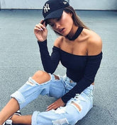 Long Sleeve Sexy Basic Casual Tshirt