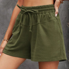 WomenCasual Floral Print Drawstring Loose Shorts High Waist Cotton Linen Sport Office Summer Shorts