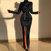 Splits Long Sleeve Maxi Dress