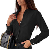 Slim Fit Shirt Single-breasted Elegant Blouse OL Commute Business Blouse