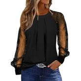 Spring Autumn Casual Tops Flower Dot Print Puff Sleeve Blouse