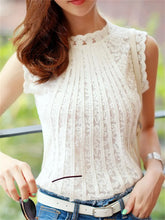 Spring Casual Lace Sleeveless O-Neck Blouse