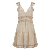 Summer Boho Casual Sleeveless Ladies Deep V-Neck Falbala Party Casual Beach Mini Dress Sundress