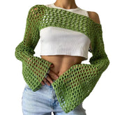 Sweater Cover Up Top Stylish Crochet Knit Hollow Out Blouse