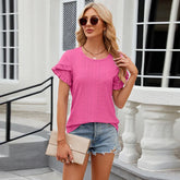 T-shirt Tops O-neck Short Sleeve Simple Casual Summer Blouse