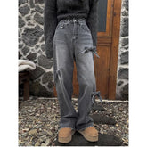 WomenBow Baggy Korean Cowboy Pants