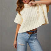 WomenLoose Short-sleeved Turtleneck Knit Summer Autumn Lady Sweater