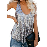 Women's?Sequin?Tops?Glitter?Tank?Top Sleeveless?Sparkle?Shimmer?Shirt?Tops