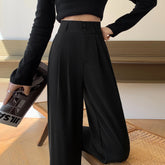 High Waisted Pants For New Fashion Button Up Wide Leg Office Ladies Pants