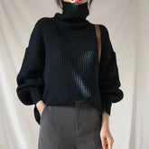 Korean Simple Lazy Wind Loose Long Sleeve Office Lady Knitted Pullovers Vintage Autumn Sweater