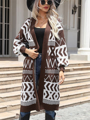Geometric Pattern Sweater Cardigan