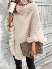 Seraphina Faux Fur Trim Poncho