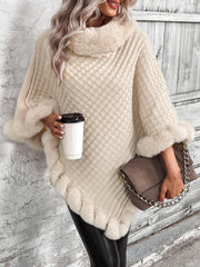Seraphina Faux Fur Trim Poncho