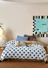 Blue Bow Duvet Cover Set