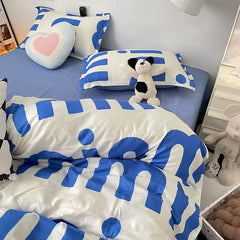 Bold Blue Letter Bedding Set