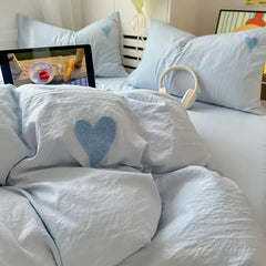 Blue Heart Bedding Set