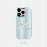 Blue Striped Bow iPhone Case