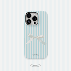 Blue Striped Bow iPhone Case