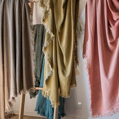 Bohemian Solid Color Cotton Tassel Knit Blanket