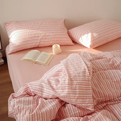 Bubble Pink Stripes Duvet Cover