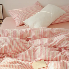 Bubble Pink Stripes Duvet Cover