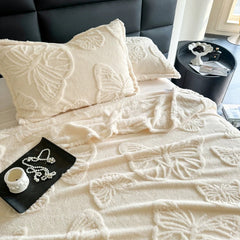 White Butterfly Flannel Blanket