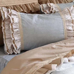 Classic Mini Check Lace Ruffle Duvet Cover