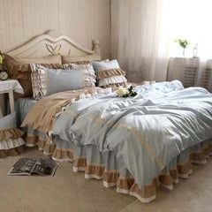 Classic Mini Check Lace Ruffle Duvet Cover
