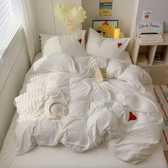Beige Heart Bedding Set