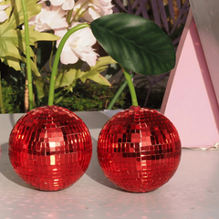 Red Cherry Disco Ball Mirror Decor
