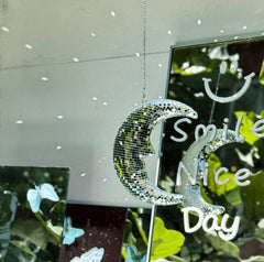Crescent Disco Moon Mirror Pendant