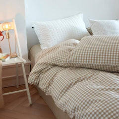 Cotton Small Gingham Duvet Cover - Baby Blue